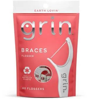 Braces Flosser, Floss Picks Designed for Braces, 60 Count, Dental Flossers, Recycled Plastic, Ortho Approved, Premium Thin Floss, Includes Handy Wax Scraper and Pick Braces Flosser, Floss Picks Designed for Braces, 60 Count, Dental Flossers, Recycled Plastic, Ortho Approved, Premium Thin Floss, Includes Handy Wax Scraper and Pick