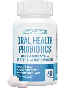 Oral Probiotics Chewable Tablet - Dental Probiotic for Gum Care & Teeth Care - Bad Breath Treatment for Adults - 3 Billion CFU Probiotic Blend/Tablet - Strawberry Flavor- 60 Tablets Oral Probiotics Chewable Tablet - Dental Probiotic for Gum Care & Teeth Care - Bad Breath Treatment for Adults - 3 Billion CFU Probiotic Blend/Tablet - Strawberry Flavor- 60 Tablets