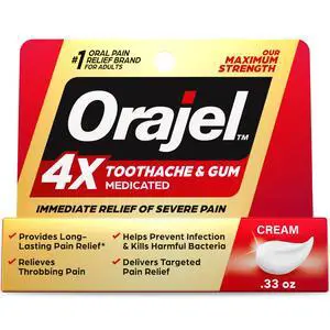 4X for Toothache & Gum Pain: Severe Cream Tube 0.33oz- From Oral Pain Relief Brand 4X for Toothache & Gum Pain: Severe Cream Tube 0.33oz- From Oral Pain Relief Brand