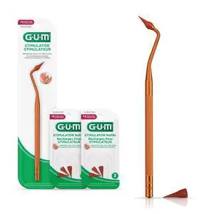 Stimulator Permanent Handle with Rubber Tip, Long-Handled Stimulator & Plaque Remover for Teeth Health, 1 Handle + 2 Refill Packs Stimulator Permanent Handle with Rubber Tip, Long-Handled Stimulator & Plaque Remover for Teeth Health, 1 Handle + 2 Refill Packs