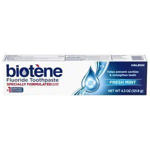 Fluoride Toothpaste for Dry Mouth Symptoms, Bad Breath Treatment and Cavity Prevention, Fresh Mint - 4.3 oz Fluoride Toothpaste for Dry Mouth Symptoms, Bad Breath Treatment and Cavity Prevention, Fresh Mint - 4.3 oz