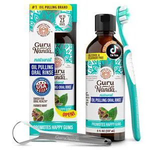 CocoMint Oil Pulling Mouthwash for Complete Oral Hygiene, 7 Essential Oils & Vitamins for Happy Teeth & Gums & Fresh Breath with Toothbrush & Tongue Scraper, Alcohol & Peroxide Free, 8 oz CocoMint Oil Pulling Mouthwash for Complete Oral Hygiene, 7 Essential Oils & Vitamins for Happy Teeth & Gums & Fresh Breath with Toothbrush & Tongue Scraper, Alcohol & Peroxide Free, 8 oz