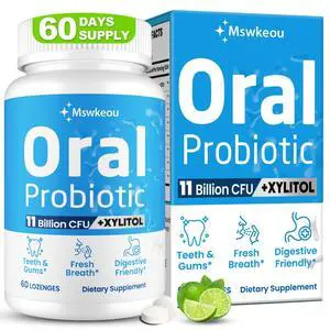 Oral Probiotics for Bad Breath Treatment for Adults 11 Billion CFU, Oral Dental Health Probiotics with Lactobacillus Reuteri for Teeth & Gums, Dry Mouth, Gum Restore & Chronic Halitosis, 60 Lozenges Oral Probiotics for Bad Breath Treatment for Adults 11 Billion CFU, Oral Dental Health Probiotics with Lactobacillus Reuteri for Teeth & Gums, Dry Mouth, Gum Restore & Chronic Halitosis, 60 Lozenges