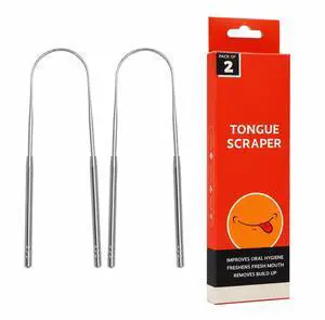 Tongue Scraper for Adults (2 Pack) 100% Stainless Steel Tongue Cleaner for Oral Care & Hygiene, Never Rusts, Long Lasting, Easy to Use for a Fresh Mouth Tongue Scraper for Adults (2 Pack) 100% Stainless Steel Tongue Cleaner for Oral Care & Hygiene, Never Rusts, Long Lasting, Easy to Use for a Fresh Mouth