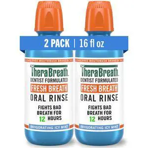 Fresh Breath Mouthwash, Icy Mint Flavor, Alcohol-Free, 16 Fl Oz (Pack of 2) Fresh Breath Mouthwash, Icy Mint Flavor, Alcohol-Free, 16 Fl Oz (Pack of 2)
