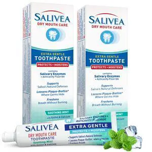 Dry Mouth Toothpaste (2 Pack) 4.3 oz Each, Anticavity Fluoride, Natural Salivary Enzymes, Xylitol & Calcium, SLS-Free, Moisturizing Dry Mouth Care, Soothing Mint Dry Mouth Toothpaste (2 Pack) 4.3 oz Each, Anticavity Fluoride, Natural Salivary Enzymes, Xylitol & Calcium, SLS-Free, Moisturizing Dry Mouth Care, Soothing Mint