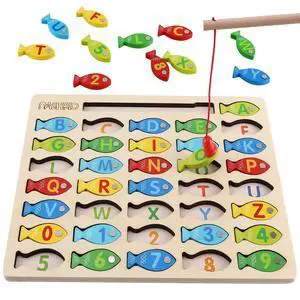 Magnetic Wooden Fishing Game Toy for Toddlers, Alphabet Fish Catching Counting Games Puzzle with Numbers and Letters, Preschool Learning ABC Math Educational Toys 3 4 5 Years Old Girl Boy Kids Magnetic Wooden Fishing Game Toy for Toddlers, Alphabet Fish Catching Counting Games Puzzle with Numbers and Letters, Preschool Learning ABC Math Educational Toys 3 4 5 Years Old Girl Boy Kids