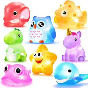 Bath Toys, 8 Pcs Light Up Floating Rubber Animal Toys Set, Flashing Color Changing Light in Water, Baby Infants Kids Toddler Child Preschool Bathtub Bathroom Shower Games Swimming Pool Party Bath Toys, 8 Pcs Light Up Floating Rubber Animal Toys Set, Flashing Color Changing Light in Water, Baby Infants Kids Toddler Child Preschool Bathtub Bathroom Shower Games Swimming Pool Party