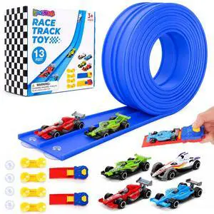 Flexible Race Track Set for Kids: 15 Ft Suction Cup Flex Race Track with 4 Car and 2 Thruster - Rolls Up Portable Racetrack Compatible with Diecast 1/64th Cars Model - Birthday Gifts for Ages 3 4 5 6 Flexible Race Track Set for Kids: 15 Ft Suction Cup Flex Race Track with 4 Car and 2 Thruster - Rolls Up Portable Racetrack Compatible with Diecast 1/64th Cars Model - Birthday Gifts for Ages 3 4 5 6