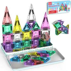 Mini Magnetic Tiles, Portable Travel Magnetic Tiles Set with Iron Case, Toddler Travel Toy for Boys and Girls Ages 3+, Educational Toy for Kids Creativity Boosting & Construction Learning Mini Magnetic Tiles, Portable Travel Magnetic Tiles Set with Iron Case, Toddler Travel Toy for Boys and Girls Ages 3+, Educational Toy for Kids Creativity Boosting & Construction Learning