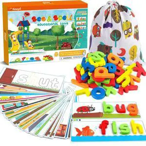 KMUYSL Learning Toys for 3 4 5 6 Years Old Boys and Girls - See & Spell CVC Word Builders with Alphabet Cards for Kids, Preschool Learning Activities Toys, Idea Birthday Gifts for Age 3-5 4-6 Kids KMUYSL Learning Toys for 3 4 5 6 Years Old Boys and Girls - See & Spell CVC Word Builders with Alphabet Cards for Kids, Preschool Learning Activities Toys, Idea Birthday Gifts for Age 3-5 4-6 Kids