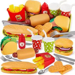 Fast Food Play Food Toys for Kids Toddler Children Toy Kitchen Accessories Playset Plastic Toy Food Sets Pretend Play Gifts for 3 4 5+ Years Old Fast Food Play Food Toys for Kids Toddler Children Toy Kitchen Accessories Playset Plastic Toy Food Sets Pretend Play Gifts for 3 4 5+ Years Old