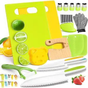 28PCS Toddler Knife Set - Kids Knifes for Real Cooking, Montessori Kids Kitchen Knife Set with Cutting Board Crinkle Cutters Kid Safe Knives, Toddlers Kitchen Tools for Age 2-10 Year Old Girl Boy 28PCS Toddler Knife Set - Kids Knifes for Real Cooking, Montessori Kids Kitchen Knife Set with Cutting Board Crinkle Cutters Kid Safe Knives, Toddlers Kitchen Tools for Age 2-10 Year Old Girl Boy
