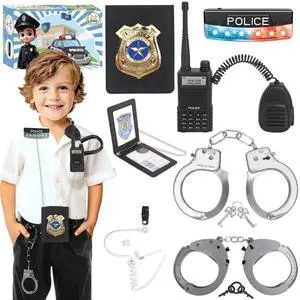Police Toys, Police Pretend Play Toys for Kids Boys and Girls, Role Play Set with Police Accessories, Handcuffs, Warning Light, Police Badge, Birthday Halloween Christmas Gifts Police Toys, Police Pretend Play Toys for Kids Boys and Girls, Role Play Set with Police Accessories, Handcuffs, Warning Light, Police Badge, Birthday Halloween Christmas Gifts