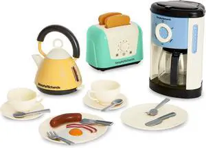 Toys - Complete Kitchen Set - Toy Appliance Playset for Kids with Toaster, Coffee Maker, Kettle, Play Food & More - for Children Aged 3+ Toys - Complete Kitchen Set - Toy Appliance Playset for Kids with Toaster, Coffee Maker, Kettle, Play Food & More - for Children Aged 3+
