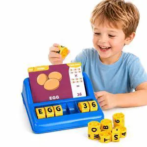 Educational Spelling Toys for Kids,Matching Letter Game for Kids Ages 3-8, Montessori Game with Rotating Letter Wheels and Flash Cards, Preschool Birthday Gift for Boys Girls (50% Bigger) Educational Spelling Toys for Kids,Matching Letter Game for Kids Ages 3-8, Montessori Game with Rotating Letter Wheels and Flash Cards, Preschool Birthday Gift for Boys Girls (50% Bigger)