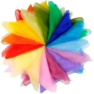 Scarves for Kids Play, 24 Inch Juggling Scarves, 15/30/45 Pcs available, Play Scarve for Toddlers, Children, Grandkids, Dance Scarve for Magic Tricks, Performance, Music Class (15 pcs) Scarves for Kids Play, 24 Inch Juggling Scarves, 15/30/45 Pcs available, Play Scarve for Toddlers, Children, Grandkids, Dance Scarve for Magic Tricks, Performance, Music Class (15 pcs)