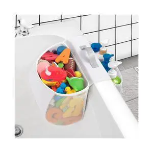 Saddle shape 2 Compartments Bath Toy Organizer, Easy Access for Children, Wide Opening Bath Toy Holder for Drying Toys and Storage, Mesh Shower Toy Holder and Bath Tub Toy Storage Organizer for Tub. Saddle shape 2 Compartments Bath Toy Organizer, Easy Access for Children, Wide Opening Bath Toy Holder for Drying Toys and Storage, Mesh Shower Toy Holder and Bath Tub Toy Storage Organizer for Tub.