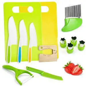13 Pieces Kids Safe Knife Set for Real Cooking Child-Friendly Plastic Chef Tools Montessori Kitchen Toys for Toddlers Birthday Gifts for Boys and Girls Ages 4+ (A) 13 Pieces Kids Safe Knife Set for Real Cooking Child-Friendly Plastic Chef Tools Montessori Kitchen Toys for Toddlers Birthday Gifts for Boys and Girls Ages 4+ (A)