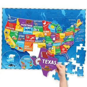 United States Puzzles for Kids Ages 4-6, 6-8, 3-5 - Educational Toys for Boys & Girls - 70Pcs USA Map Kids Puzzles with 50 States & Capitals - Floor Jigsaw Kids Puzzle - Learning Activities Gifts United States Puzzles for Kids Ages 4-6, 6-8, 3-5 - Educational Toys for Boys & Girls - 70Pcs USA Map Kids Puzzles with 50 States & Capitals - Floor Jigsaw Kids Puzzle - Learning Activities Gifts