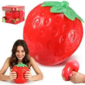 6Inch Giant Strawberry Slow Rising Big Squishy Toy, Jumbo Realistic Soft Fruit Squeeze Stress Ball, AnxietyRelief Fidget Sensory Toy, Desk Decoration, Party Favor Gift for Adults and Kids 6Inch Giant Strawberry Slow Rising Big Squishy Toy, Jumbo Realistic Soft Fruit Squeeze Stress Ball, AnxietyRelief Fidget Sensory Toy, Desk Decoration, Party Favor Gift for Adults and Kids