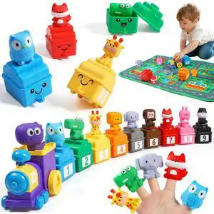 Learning Toys for 1 2 3 Years Old Boy Girl, Toddler Montessori Toys, Train Set with 10 Finger Puppets & Play Mat, Counting Matching & Sorting, Toddler Birthday Gift Learning Toys for 1 2 3 Years Old Boy Girl, Toddler Montessori Toys, Train Set with 10 Finger Puppets & Play Mat, Counting Matching & Sorting, Toddler Birthday Gift