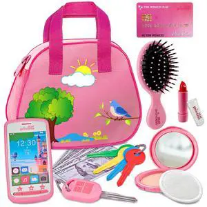 Toddler Play Purse for Kids with Accessories, Toys for Girls with Pretend Makeup, Keys, Smartphone, Dress Up Toy Purse for Toddlers and Kids - Birthday Gift for Little Toddler Girls Ages 3 4 5 6, Pink Toddler Play Purse for Kids with Accessories, Toys for Girls with Pretend Makeup, Keys, Smartphone, Dress Up Toy Purse for Toddlers and Kids - Birthday Gift for Little Toddler Girls Ages 3 4 5 6, Pink