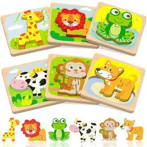 Wooden Toddler Puzzles, 6pcs Animal Montessori Toys for 1-3 Year Old Boys & Girls, Learning Educational Preschool Toys, Great Gifts for 1 2 3 Year Olds Wooden Toddler Puzzles, 6pcs Animal Montessori Toys for 1-3 Year Old Boys & Girls, Learning Educational Preschool Toys, Great Gifts for 1 2 3 Year Olds