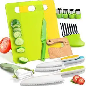 13 Pieces Montessori Kitchen Toys for Toddlers-Kids Cooking Sets Real-Toddler Toys Set for Real Cooking with Plastic Children Safe Knives Crinkle Cutter Kids Cutting Board 13 Pieces Montessori Kitchen Toys for Toddlers-Kids Cooking Sets Real-Toddler Toys Set for Real Cooking with Plastic Children Safe Knives Crinkle Cutter Kids Cutting Board