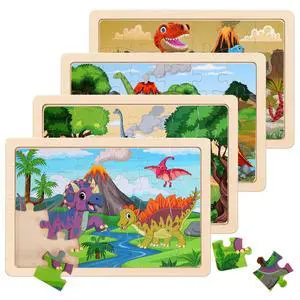 Wooden Puzzles Dinosaur Toys for Kids Ages 3-5, Set of 4 Packs with 20-Piece Wood Jigsaw Puzzles, Preschool Educational Brain Teaser Boards for Boys and Girls 3 4 5 6 Years Old Wooden Puzzles Dinosaur Toys for Kids Ages 3-5, Set of 4 Packs with 20-Piece Wood Jigsaw Puzzles, Preschool Educational Brain Teaser Boards for Boys and Girls 3 4 5 6 Years Old