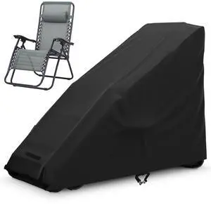 Zero Gravity Chair Cover Outdoor Waterproof Folding Lounge Armchair Cover for Zero Gravity Chair with Storage Bag, Black Zero Gravity Chair Cover Outdoor Waterproof Folding Lounge Armchair Cover for Zero Gravity Chair with Storage Bag, Black