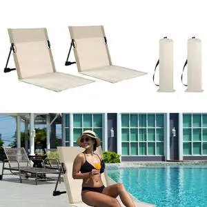Chairs Pool Side Beach Portable: Foldable Seat for Edge of Camping Lawn Picnic with Back Support and Carry Bag Ultra-Light Outdoor Relaxing Road Trips Accessories (2pcs Light Beige) Chairs Pool Side Beach Portable: Foldable Seat for Edge of Camping Lawn Picnic with Back Support and Carry Bag Ultra-Light Outdoor Relaxing Road Trips Accessories (2pcs Light Beige)