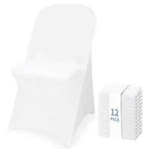 12 Pcs White Folding Chair Cover, Spandex Stretch Covers Ideal for Wedding, Party, Dining, Business Meeting, Banquet, Universal Fitted Washable Slipcover 12 Pcs White Folding Chair Cover, Spandex Stretch Covers Ideal for Wedding, Party, Dining, Business Meeting, Banquet, Universal Fitted Washable Slipcover