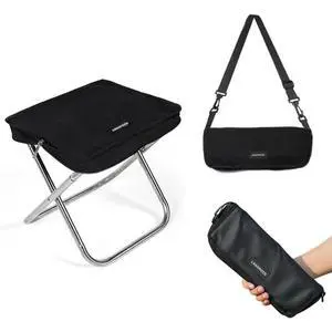 Portable Collapsible Stool - Stainless Steel Folding Chair with Shoulder Strap, Convertible Satchel for Hands-Free Carry & Supports 330Lbs, Ultralight for Hiking, Fishing, Camping, Festivals Portable Collapsible Stool - Stainless Steel Folding Chair with Shoulder Strap, Convertible Satchel for Hands-Free Carry & Supports 330Lbs, Ultralight for Hiking, Fishing, Camping, Festivals