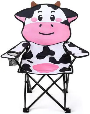 Kids White Cow Pattern Outdoor Folding Camping Chair with Cup Holder and Carrying Bag for Beach Picnic Camping Travel Lawn Kids White Cow Pattern Outdoor Folding Camping Chair with Cup Holder and Carrying Bag for Beach Picnic Camping Travel Lawn
