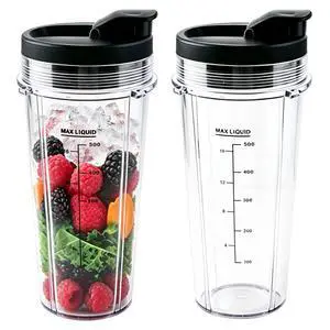 BN301 BN300 20 OZ Smoothie Blender Replacement Cups for Ninja Nutri-Blender Plus, 2 Pack Portable Jars for Personal Blender BN301 BN300 20 OZ Smoothie Blender Replacement Cups for Ninja Nutri-Blender Plus, 2 Pack Portable Jars for Personal Blender