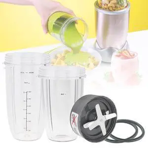 Blender Replacement Parts, 32 oz & 24 oz Blender Cups with Extractor Blade & Rubber Gaskets, Portable Blender Cup Set Compatible with Nutri Bullet 600W / 900W Pro Blenders for Smoothies Shakes Blender Replacement Parts, 32 oz & 24 oz Blender Cups with Extractor Blade & Rubber Gaskets, Portable Blender Cup Set Compatible with Nutri Bullet 600W / 900W Pro Blenders for Smoothies Shakes