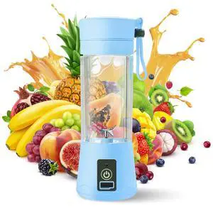 Portable Blender - Compact and USB Rechargeable Personal Travel Blenders for Smoothies, Shakes and Ice - Mini Fruit Juice Mixing Shaker Bottle - 380ml, Blue Portable Blender - Compact and USB Rechargeable Personal Travel Blenders for Smoothies, Shakes and Ice - Mini Fruit Juice Mixing Shaker Bottle - 380ml, Blue
