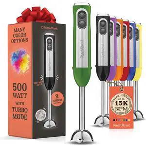Powerful Immersion Blender, Electric Hand Blender 500 Watt with Turbo Mode, Detachable Base. Handheld Kitchen Blender Stick for Soup, Smoothie, Puree, Baby Food, 304 Stainless Steel Blades (Green) Powerful Immersion Blender, Electric Hand Blender 500 Watt with Turbo Mode, Detachable Base. Handheld Kitchen Blender Stick for Soup, Smoothie, Puree, Baby Food, 304 Stainless Steel Blades (Green)