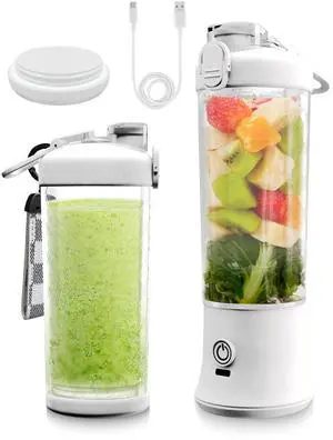 SSKAWorldwide Portable Blender 21oz Rechargeable and Wireless Mini Personal Blender for Shakes and Smoothies, 4000mAh Battery & 6 Blades for Protein Shakes, Fruit Juicer, Gym & Travel (White) SSKAWorldwide Portable Blender 21oz Rechargeable and Wireless Mini Personal Blender for Shakes and Smoothies, 4000mAh Battery & 6 Blades for Protein Shakes, Fruit Juicer, Gym & Travel (White)