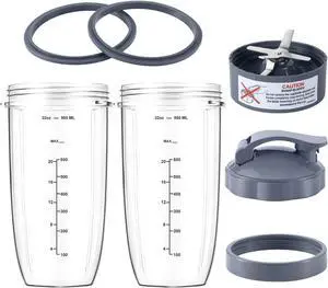 7 Pieces nutribullet Blender Cups & Blade Replacement Set 32oz Huge Cup with 1 Flip-Top To-Go Lid and 1 Lid Ring & Premium Extractor Blade with Compatible with NutriBullet 600w/900w Blender 7 Pieces nutribullet Blender Cups & Blade Replacement Set 32oz Huge Cup with 1 Flip-Top To-Go Lid and 1 Lid Ring & Premium Extractor Blade with Compatible with NutriBullet 600w/900w Blender