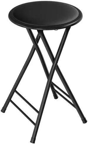 Backless Folding Stool with 225lb Capacity for Kitchen or Rec Room - Portable Indoor Counter Bar Stools (24-Inch, Black) Backless Folding Stool with 225lb Capacity for Kitchen or Rec Room - Portable Indoor Counter Bar Stools (24-Inch, Black)