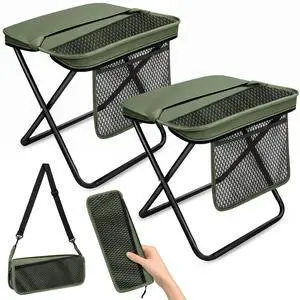 2 Pack XL Portable Chairs for Adults, 14.2" W x 14.2" H Seat & Knee-Friendly Folding Stool, Foldable Backpack Stool, Heavy Duty Collapsible Camping Seat for Fishing Travel - Green 2 Pack XL Portable Chairs for Adults, 14.2" W x 14.2" H Seat & Knee-Friendly Folding Stool, Foldable Backpack Stool, Heavy Duty Collapsible Camping Seat for Fishing Travel - Green