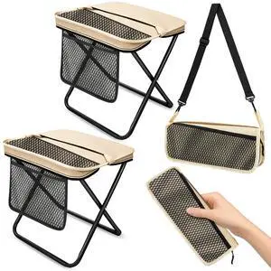 2 Pack Portable Folding Stools, Collapsible Pocket Chair, Foldable Camping Stool for Adults Backpack, Outdoor Seats Foot Rest, for Travel Hunting Fishing Hiking Gardening - Large, Khaki 2 Pack Portable Folding Stools, Collapsible Pocket Chair, Foldable Camping Stool for Adults Backpack, Outdoor Seats Foot Rest, for Travel Hunting Fishing Hiking Gardening - Large, Khaki