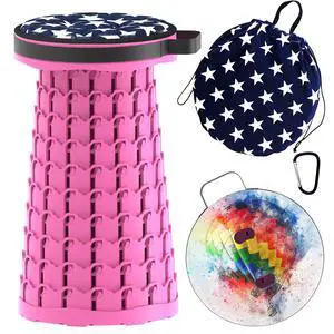 Upgraded Telescoping Collapsible Stool with Cushion, Folding Stool with Printing Portable Retractable Foldable Seat Max Load 600lbs for Adults Camping Fishing Outdoor Upgraded Telescoping Collapsible Stool with Cushion, Folding Stool with Printing Portable Retractable Foldable Seat Max Load 600lbs for Adults Camping Fishing Outdoor