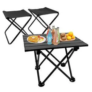 Folding Camping Table with Chairs Lightweight Picnic Table and 2 Chairs for Beach Hiking Travel Fishing BBQ,Outdoor Sturdy Table and Chairs Set with Storage Bags Folding Camping Table with Chairs Lightweight Picnic Table and 2 Chairs for Beach Hiking Travel Fishing BBQ,Outdoor Sturdy Table and Chairs Set with Storage Bags