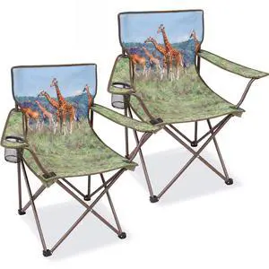 Camping Chairs 2 Pack with Animal Print,Folding Lawn Chair with Cup Holder & Carry Bag for Outdoor,Sports,Beach,Fishing,Sports Camping Chairs 2 Pack with Animal Print,Folding Lawn Chair with Cup Holder & Carry Bag for Outdoor,Sports,Beach,Fishing,Sports