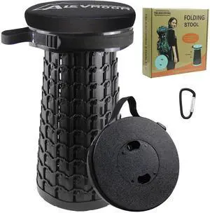Telescoping Stool with Thick Cushion, H18.1 D10.24 Collapsible Retractable More Sturdy Capacity 600Ib, Portable Camping Adjustable Folding Stool for Garden Fishing Hiking Mountain BBQ Telescoping Stool with Thick Cushion, H18.1 D10.24 Collapsible Retractable More Sturdy Capacity 600Ib, Portable Camping Adjustable Folding Stool for Garden Fishing Hiking Mountain BBQ