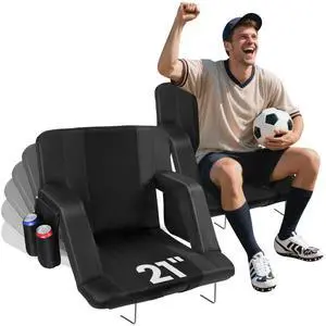 Stadium Seats with Back Support, 2 Pack 3D Mesh Stitching Bleacher Chairs with Back and Cushion, Portable Folding Stadium Seats with Armrests, 6 Reclining Positions Bleacher Seats for Sports Events Stadium Seats with Back Support, 2 Pack 3D Mesh Stitching Bleacher Chairs with Back and Cushion, Portable Folding Stadium Seats with Armrests, 6 Reclining Positions Bleacher Seats for Sports Events