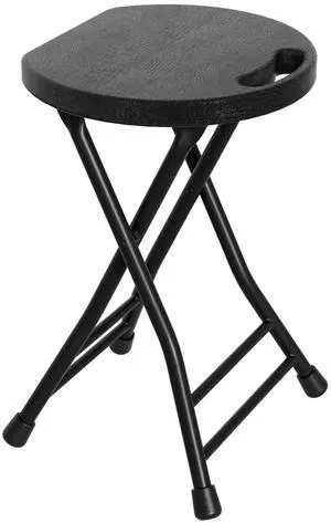 18 Inch Folding Stool with Handle - 500LBS Capacity Portable Foldable Stool with Non-Slip Feet, Heavy-Duty Steel & Plastic Collapsible Stool for Indoor Outdoor Use, Black 18 Inch Folding Stool with Handle - 500LBS Capacity Portable Foldable Stool with Non-Slip Feet, Heavy-Duty Steel & Plastic Collapsible Stool for Indoor Outdoor Use, Black